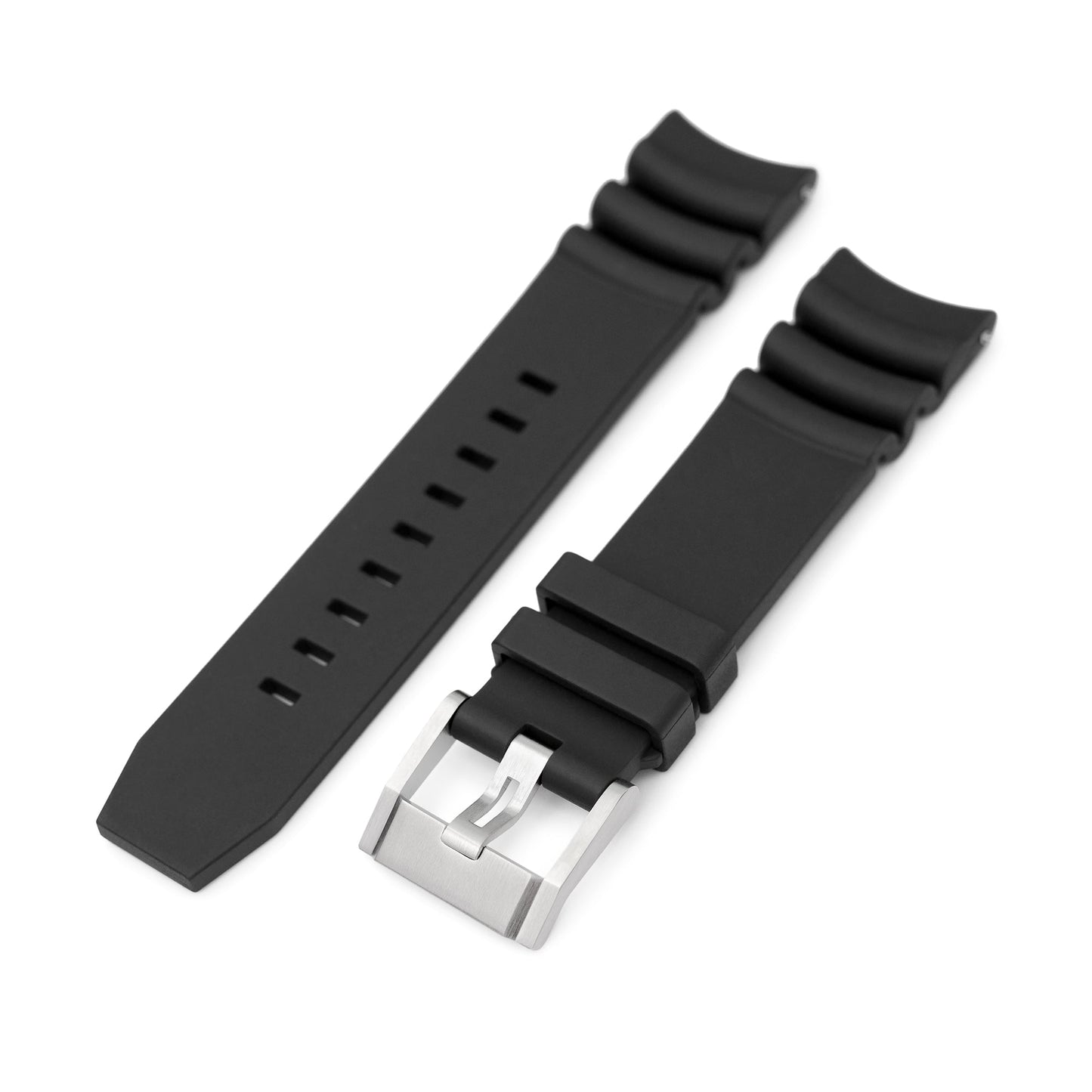 Q.R. Firewave Resilient Cuved End FKM rubber Watch Strap, Black