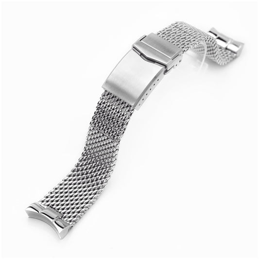 Curved End Massy Mesh Watch Band for TUD BB 79230 V-Clasp Polished