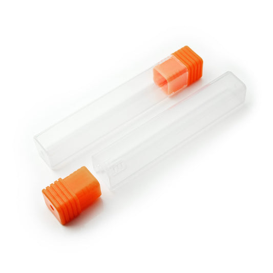 Compact Orange Cap Clear Square Bottle/ Container for Watch tools or Components, Set of Two