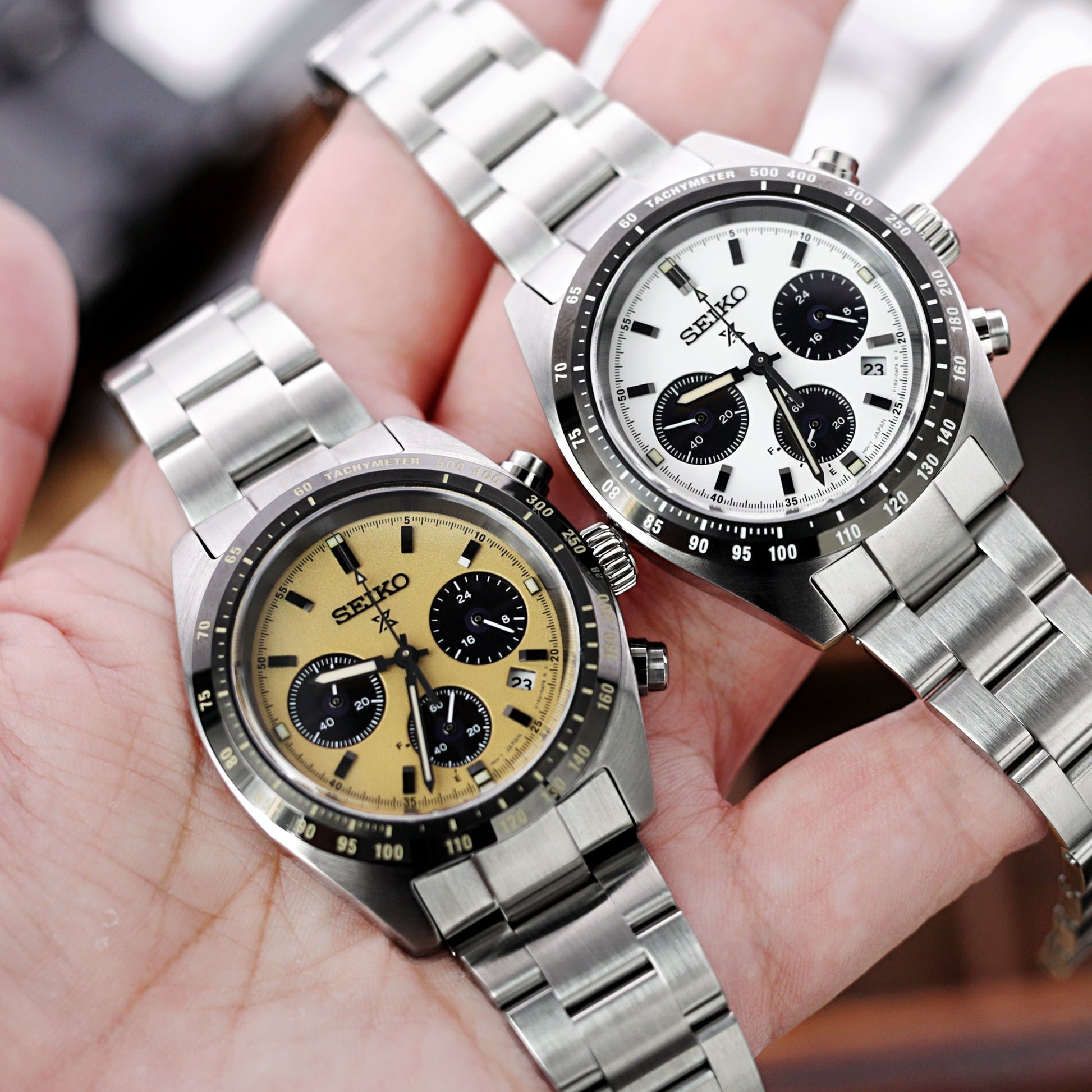 Seiko Speedtimer Panda chronograph SSC817 Gold Dial Seitona 