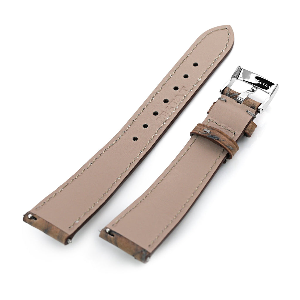 Watch strap 20mm light brown genuine Ostrich with Kuki Flex-Patent