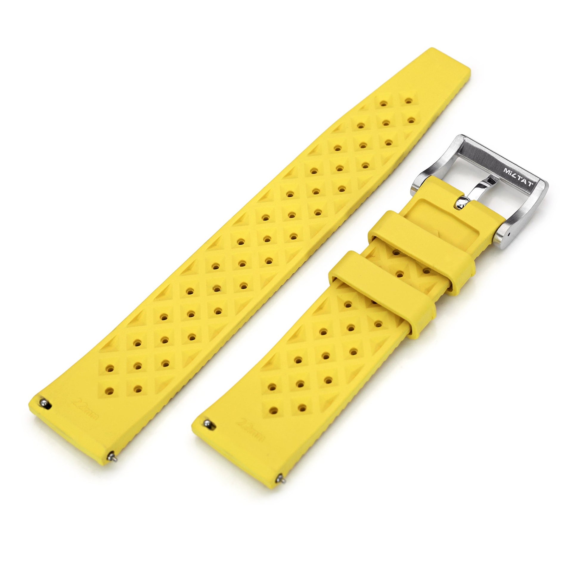 Quick Release Yellow Tropic Pro FKM rubber watch strap, 20mm or 22mm 