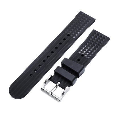 Chaffle Black FKM Rubber watch strap, 19mm to 22mm Watch Bands