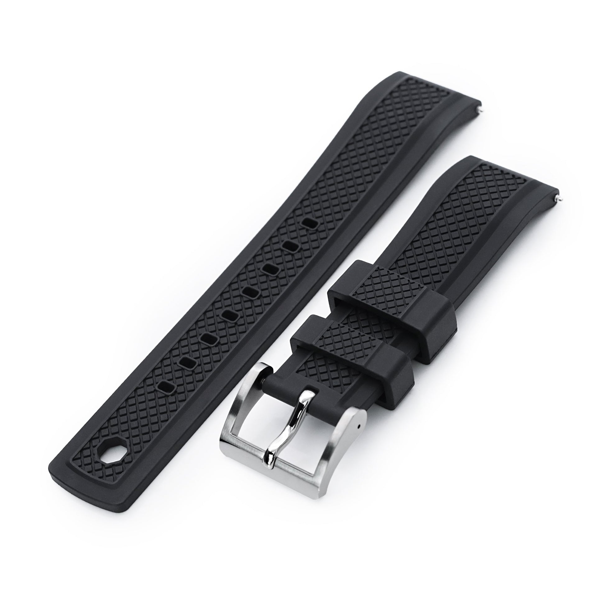 Crisscross Black FKM Quick Release Rubber Strap, 20mm or 22mm 