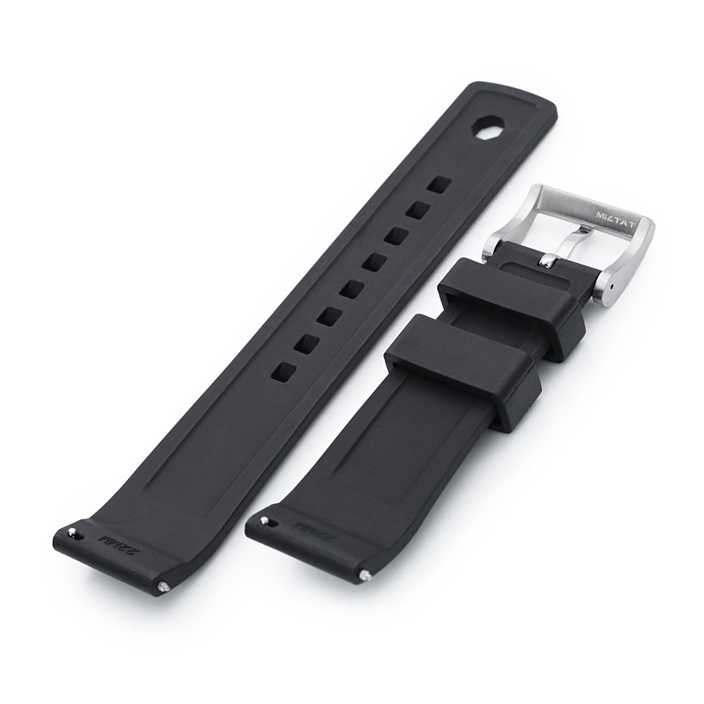 Crisscross Black FKM Quick Release Rubber Strap, 20mm or 22mm 