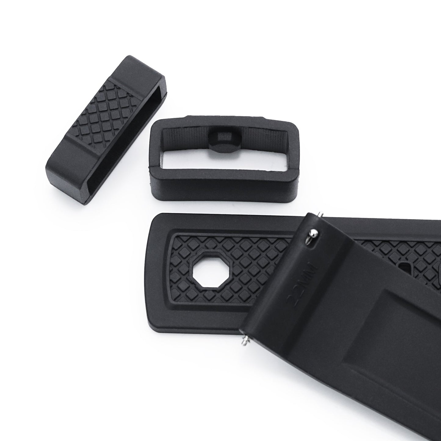 Crisscross Black FKM Quick Release Rubber Strap, 20mm or 22mm 