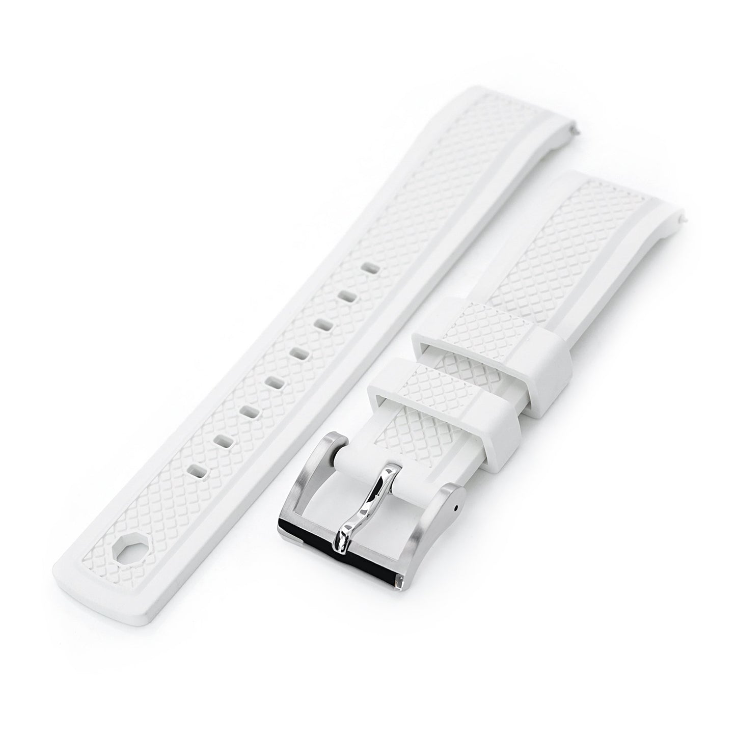 Crisscross White FKM Quick Release Rubber Strap, 20mm or 22mm 