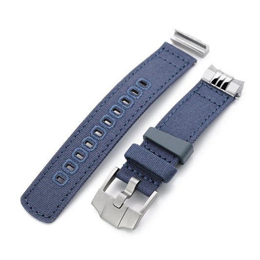 Navy Blue Quick Release Canvas + Add-on End Piece watch strap for Seiko Sumo SPB103