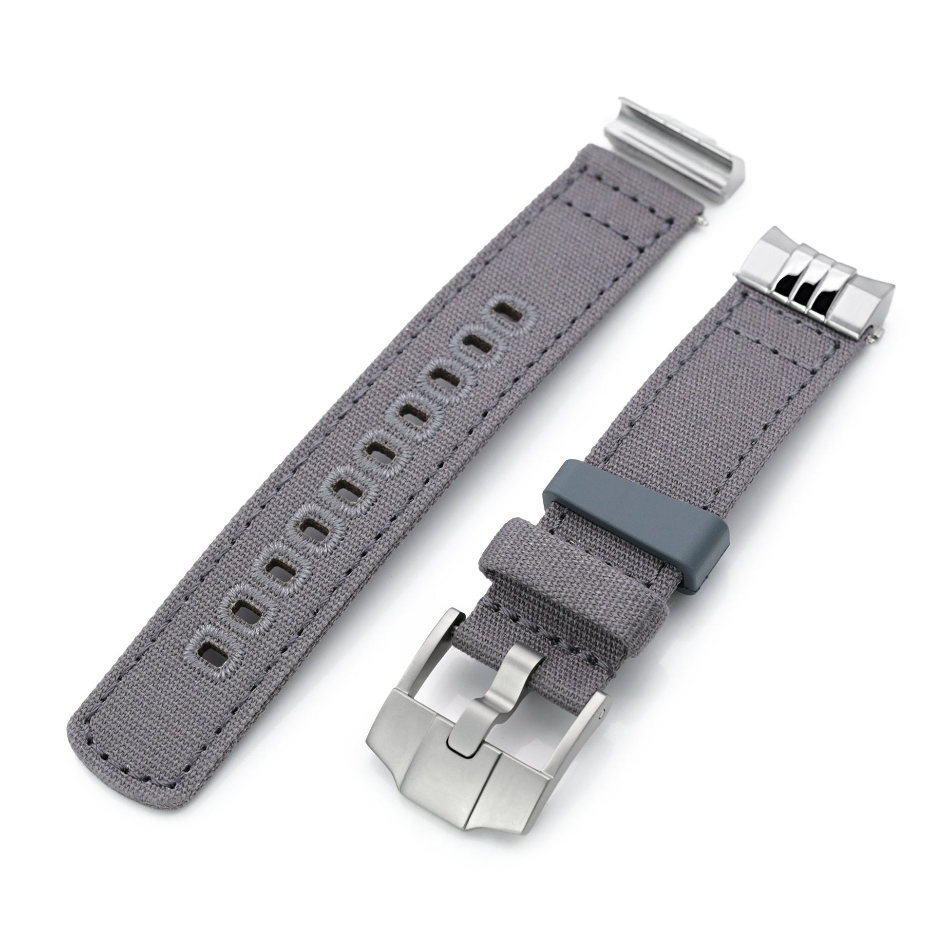 Ash Grey Quick Release Canvas + Add-on End Piece watch strap for Seiko Sumo SPB103