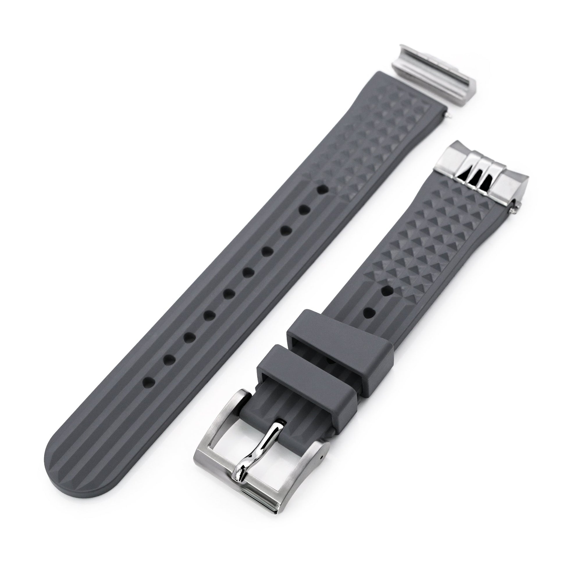 Chaffle Military Grey FKM Rubber + Add-on End Piece watch strap for Seiko Sumo SPB103