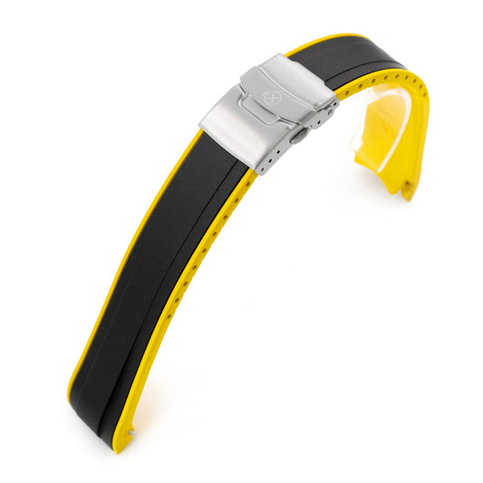 StrapXPro - SX1A Rubber Strap for New Seiko 5 Sport 5KX/GMT, Black / Yellow