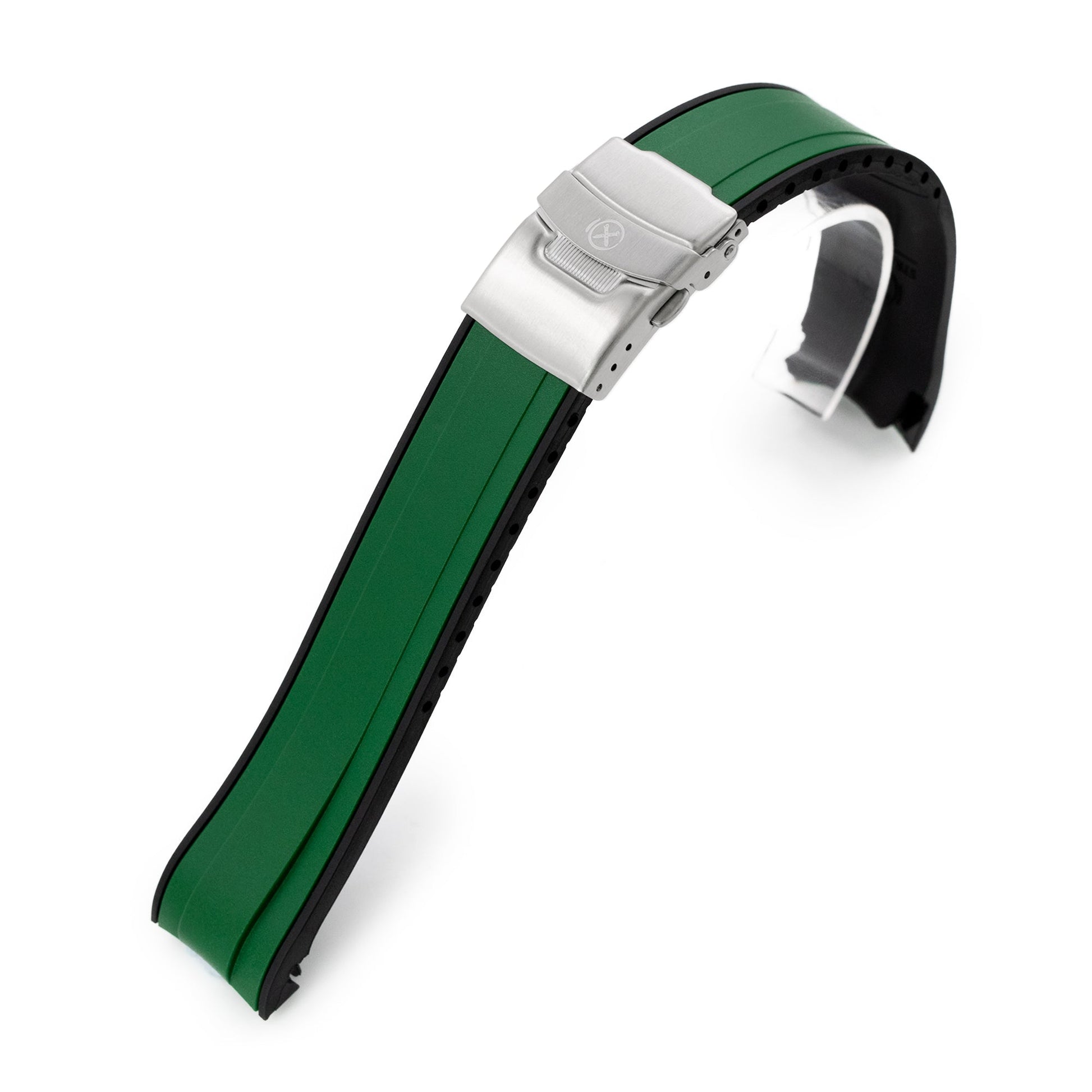 StrapXPro - SX1A Rubber Strap for New Seiko 5 Sport 5KX/GMT, Green / Black